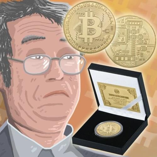 Coins Collectibles Bitcoin with Quality Black Box Coin Holder Copy Gold Plated Collection Coins Bit Coin Birthday Christmas Gift