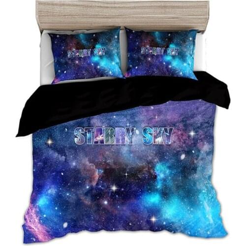 Dream NS Winter Solstice Textile Household Bedding Space Theme Galaxy Style 4 Piece Set Soft Quilt Pillowcase Flat Bed Large