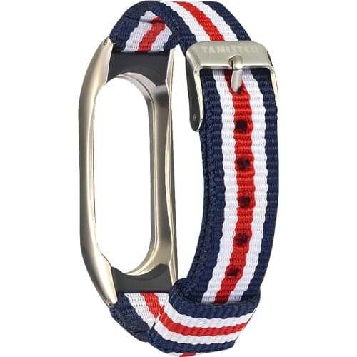 LAOKE Stripe Canvas Mi Band 2 Strap For Xiaomi Band 2 Bracelet Straps with Metal Buckle for XIAOMI MI BAND 2 Smart Accessories