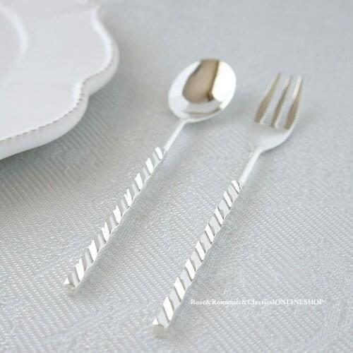 Ripple coffee spoon theme/cake/dessert fork silver plated stainless steel brass cutlery kitchen
