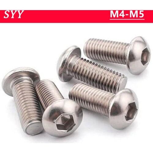M4 M5 Hex Long Screw 304 Stainless Steel Round Head Screws ISO7380 Mushroom Hexagon Hex Socket Button Head Super Long Screw
