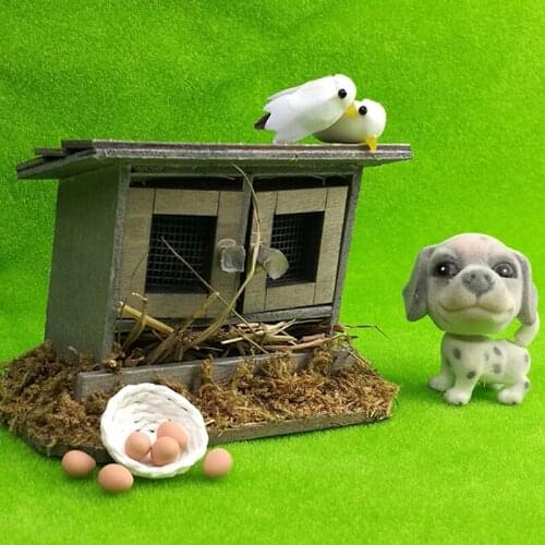 1/12 Scale Dollhouse Miniature Quail Chicken Eggs and Nest Set Dolls House Decoration Accessories DIY Decorations