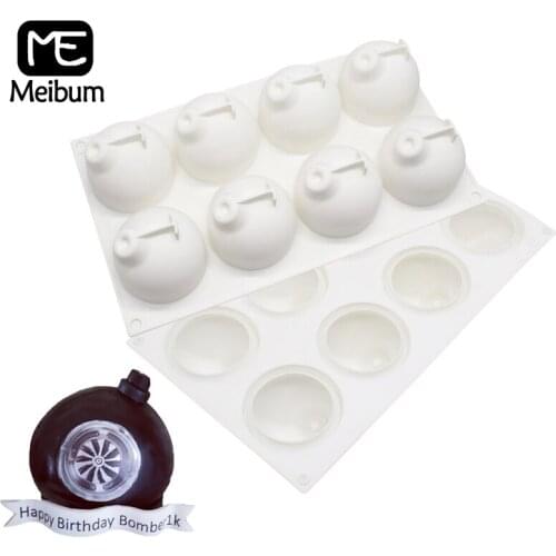 Meibum 8 Cavity Bomb Shape Cake Mold Land Mine Mousse Dessert Mould Silicone Molds Pastry Baking Pan Cake Decorating Tools
