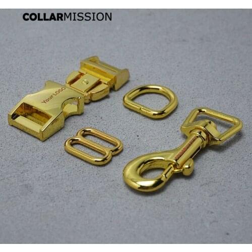 Metal buckle+adjust buckle+D ring+metal dog clasp/set)Engraved DIY dog collar 15mm webbing sewing parts high quality