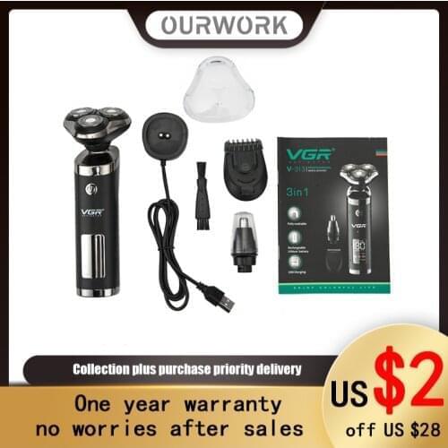 Electric Shaver USB Razor Three In One Multi Function Charging LCD Digital Display Waterproof Washing