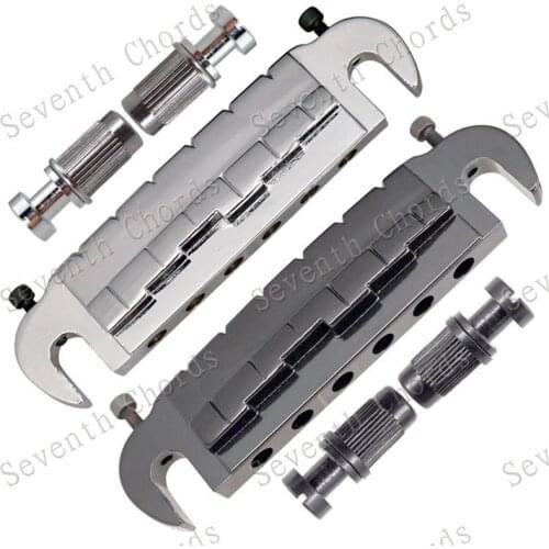 A Set of Big type Wraparound Compensated 6 String Bridge Tailpiece for Guitar Chrome Black for choose guitar accessories parts
