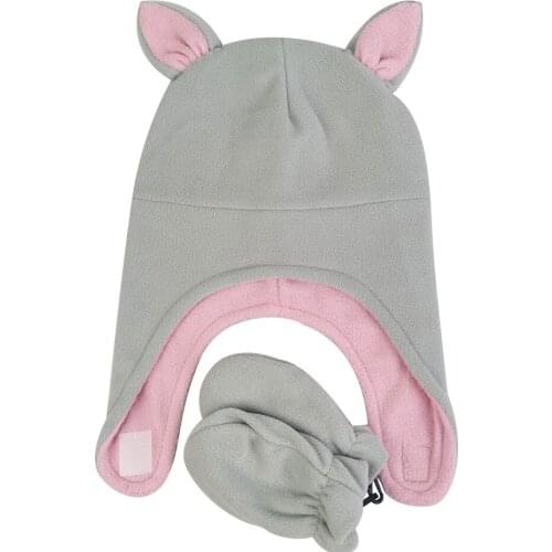 New 2020 Spring Autumn Cute Cat Ear Caps Velvet Childrens Hat Gloves For Boys Girls Winter Baby Plush Caps Ear Protection Hat
