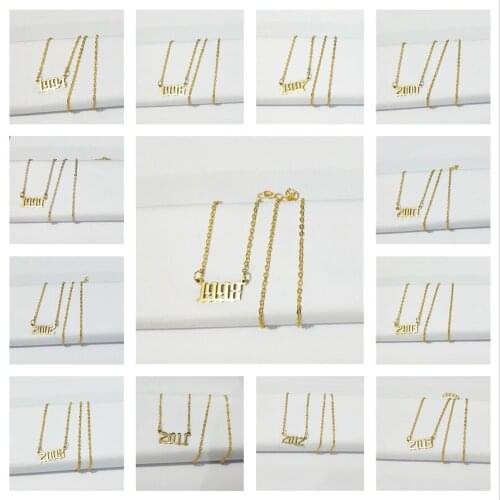 Women Personalize Necklace Special Date Year Number Necklaces Pendants 1996 1999 from 1981 to 2019 Trendy Jewelry Gift