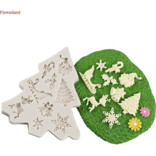 Christmas Tree Santa Claus Snowflake Mold DIY Silicone Fondant Cake Mold Baking Decoration Tool Chocolate Mold Silicone Mold