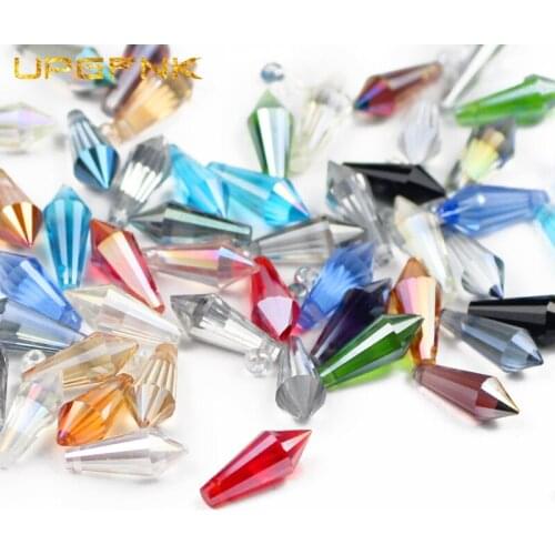 UPGFNK Long Cone Waterdrop Austrian crystal beads 6*15mm 50pcs glass Loose bead for jewelry making bracelet necklace Accessories