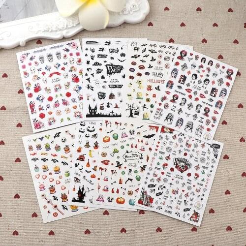 1Pc Ultra-thin 3D Nail Art Sticker Colorful Halloween Series Adhesive Sticker 3D Manicure Sticker Nail Art Decor Wraps