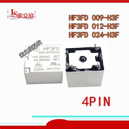 10PCS/lot New Relay HF3FD 009-H3F (576) HF3FD-009-H3F HF3FD 012-H3F HF3FD 024-H3F (576) HF3FD 012 H3F 9V 12V 24V 4PIN