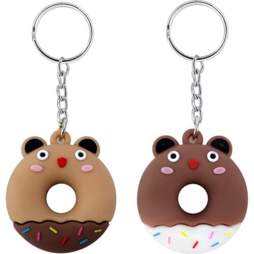 10PCS Cute Cartoon loving bunny cute bear shape DIY Keychain Miniature Artificial Fake Food Donuts Resin Cabochon Decorative Cra