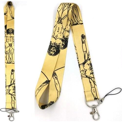 100Pcs Leonardo Da Vinci Vitruvian Man Mobile Phone Straps Lanyard for Keys ID Card Badge Holder Neck Strap Keychain Lanyards