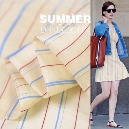 100cm*140cm Vintage Slub Natural Silk Linen Stripe Fabric For Dress