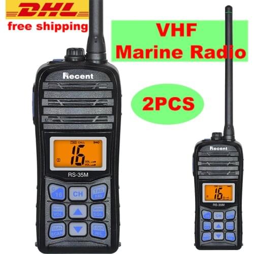 2PCS VHF Marine Radio IP67 Waterproof Walkie Talkie RS-35M LCD Display 5W/1W Float Handheld Two Way Ham Radio 70 Channels