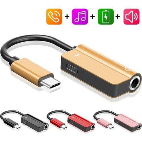 2 In 1 Type-C USB C to 3.5mm AUX Audio Headphone Jack Adapter Charging Cable Aux Audio Cable Cord Adapter For Android Huawei