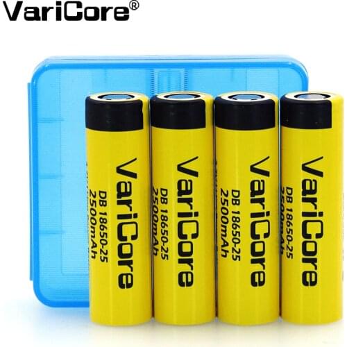 VariCore 4PCS new 18650 rechargeable lithium-ion battery 3.7V 2500mAh Battery can keep electronic 20A discharge+Storage Box