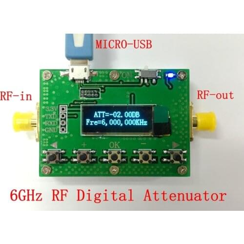 6G Digital Programmable Attenuator 30dB Stepping 0.25dB OLED Display CNC Shell RF Module