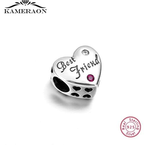 925 Sterling Silver Dazzling Heart Shape Beads for Women Jewelry Making Forever Love Charm