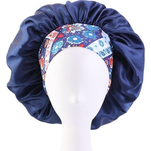 Satin New Hair Cap For Sleeping Bohemian Headband Shower Hat Salon Bonnet Makeup Muslim Hijab Nightcap With Large Print Turban
