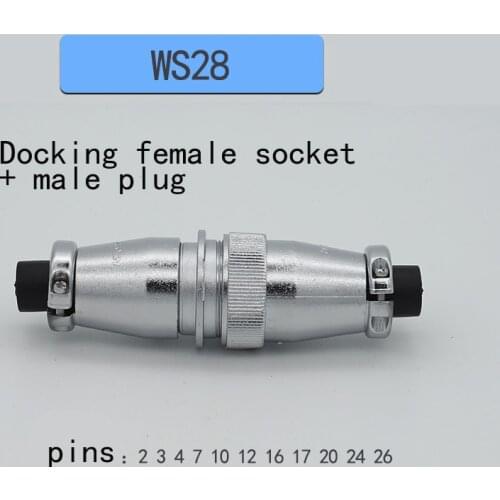 WS28 Aviation Docking Reverse Connector Plugs 2 3 4 7 10 12 16 17 20 24 26 Pins Hole 28MM TQ/ZQ Male Plug Butt Female Socket