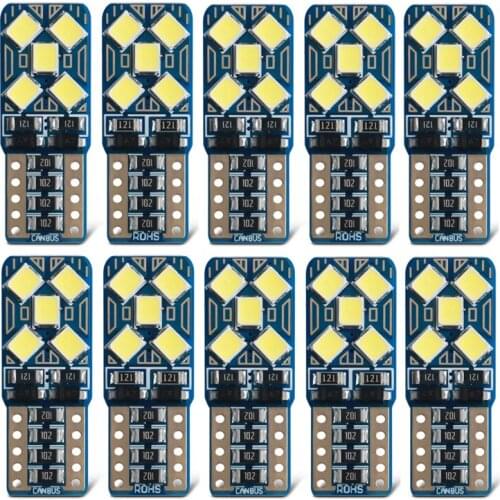 2PCS Car LED Bulb Canbus No error T10 W5W LED Light 2835 2/4/6/8/10SMD License Plate Light Car Interior Lights Signal Lamp 6000K