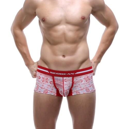 Free shipping!brand seobean sexy underwear mens gay boxer shorts Printed cotton mens underpants wholesale mens boxers