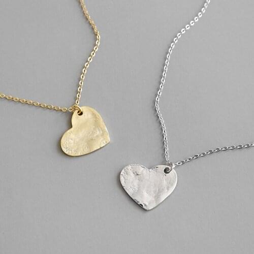 Fine Sterling silver Jewelry necklace women Heart-shaped handmade Uneven Chain necklaces Bridal Jewelry pendant Accessories