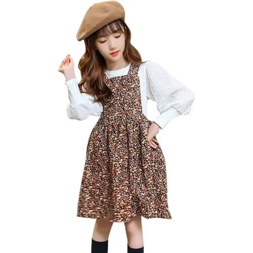 Kids Clothes Girls Floral Tracksuits For Girls Blouse + Dress Children Clothes Girl Spring Autumn Tracksuits For Children