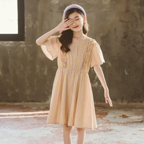 2021 Girl Dress Pleated Plaid Kids Dresses for Girls Children Clothes Elegant Teen Summer Dress Princess Costume 4 6 8 10 12 14Y