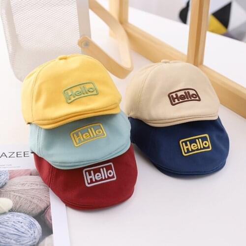 Doitbest baby HELLO Letters berets spring cotton kids Peaked cap Boys Girls beret Hat Babys Accessories for 1-4 Years old