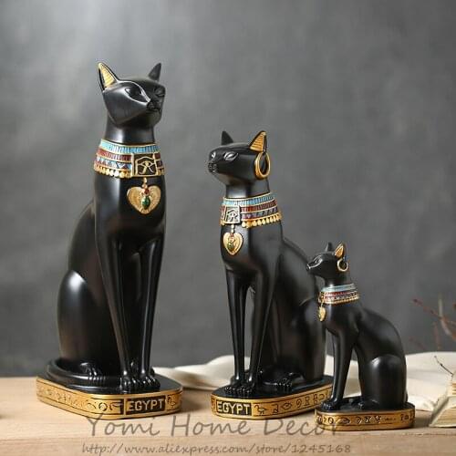 Home gifts crafts Resin Resin Egyptian Bastet Cat Black Collectible Figurine Statue Figure Sculpture Egypt Creative Wedding