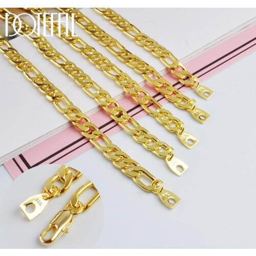 DOTEFFIL 925 Sterling Silver Charm Jewelry 18K Gold 5MM Side Chain Bracelet For Women Wedding Engagement Party Fashion Jewelry