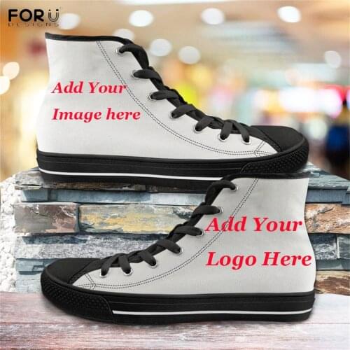 FORUDESIGNS Custom Your Own Image/Text/Logo/Name Print Men High Top Canvas Shoes Lace Up Lightweight Sneakers Spring/Autumn Shoe