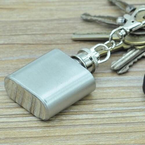 Pocket Mini 1oz Portable Stainless Steel Hip Flask With Keychain Alcohol Whiskey Liquor Wine Drinkware Flagon Pot Hip Flasks