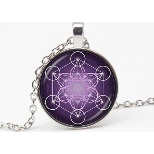 Retro Metatron Cube Pendant Necklace Divine Geometric Pattern Life Jewelry Chakra Spirit Female Magic Hexagon Star Necklace