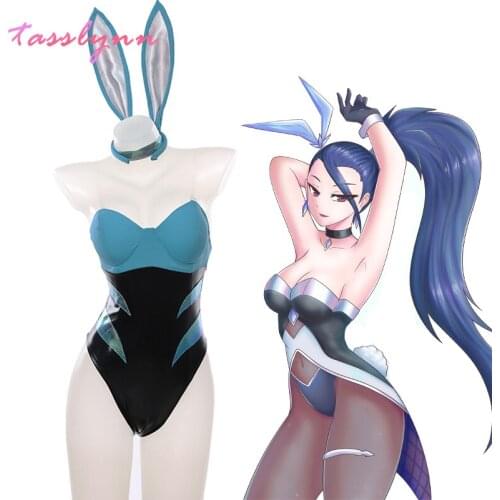 Rabbit Akali Cosplay Costume LOL KDA Akali Bunny Girl Sexy Halloween Costumes Cute Rabbit Ears Jumpsuit Cool Sweet Girl New Set