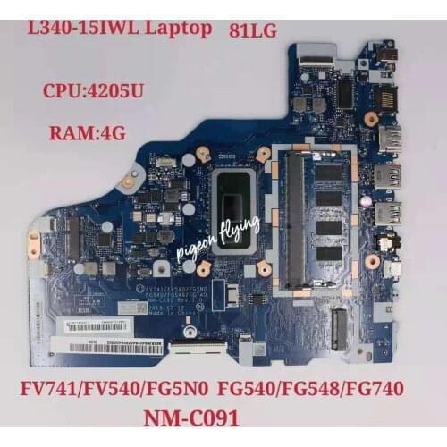 NM-C091 for Lenovo Ideapad L340-15IWL Laptop Motherboard 81LG UAM CPU:4405U RAM:4G FRU:5B20S42164 Test Ok