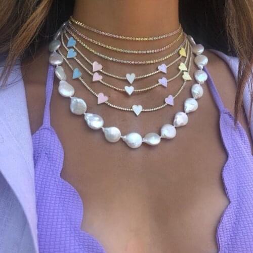 Fashion Gold color mini tennis chain Statement choker Necklace paved pink purple yellow CZ Chain necklace for women lady gift