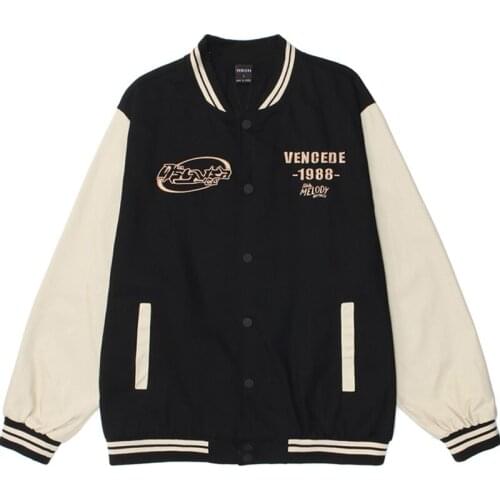 Men Letter Embroidery Jacket Couple Cotton Vintage Preppy Stitching Loose Bomber Jackets Neutral Sports Baseball Uniform Coat