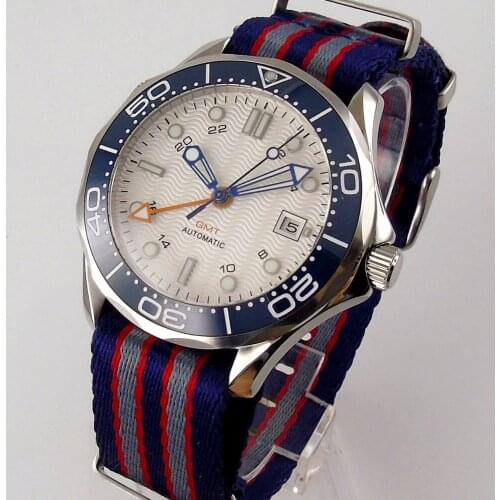 41mm Sterile Dial Sapphire glass Date Orange Hands Ceramic Bezel Steel Bracelet Automatic Movement Mens Watch