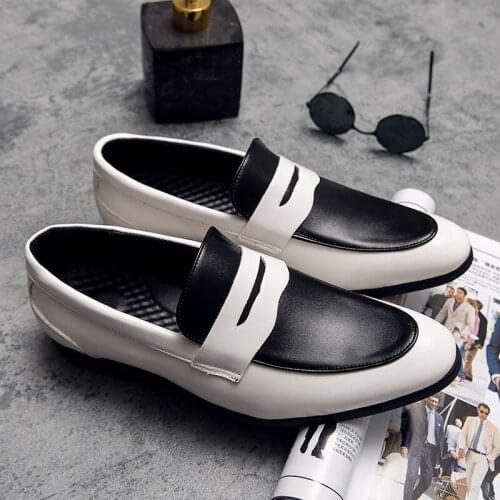 ALCUBIEREE Yellow White Shiny Loafers Men Wedding Party Dress Shoes PU Leather Elegant Men Flats Plus Size 38-48 Dropshipping