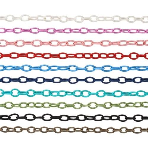 10 Strands Handmade Nylon Cable Chains Loop Oval Mixed Color Cord Chains Straps for DIY Bracelet Necklace Jewelry Making
