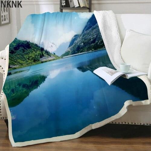 NKNK Brank Natural Blankets Mountains Blankets For Beds Houses Bedspread For Bed Landscape Thin Quilt Sherpa Blanket Fashion