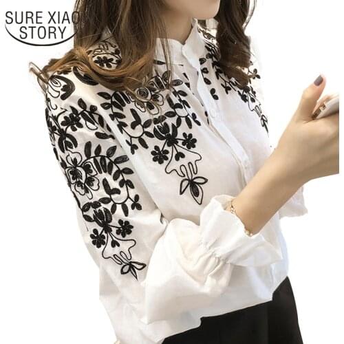 New Arrival 2021 Fashion embroidery womens clothing long Sleeve Casual Women Blouse shirt office lady women tops blusas 529E 30