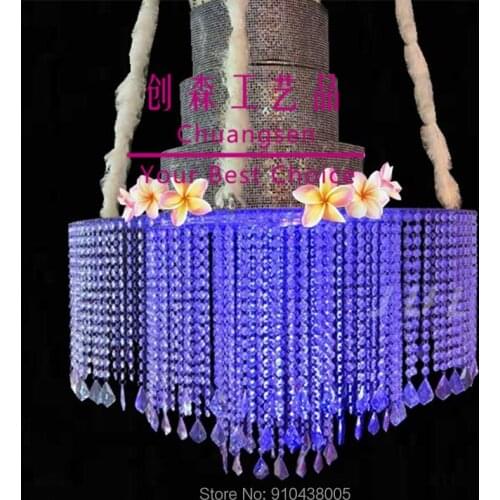 New hanging cake stands wedding glass crystal chandelier cake stand for big cake, marry deco cake holder