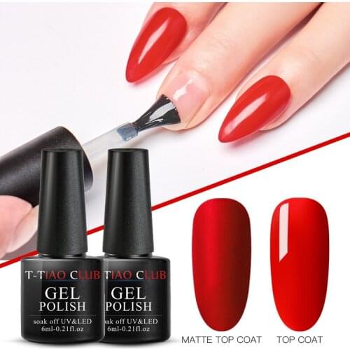 T-TIAO CLUB 7ml Matte Top Coat and Base Foundation Gel Polish UV LED Nail Polish Semi Vernis Permanent Gel Varnish Matte Top