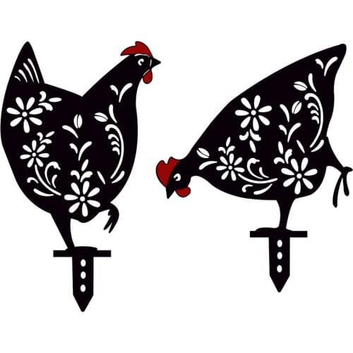 Gardening Ornaments Rooster Acrylic Animal Stakes Chicken Simulation Farm Animal Garden Silhouette Outdoor Yard Art Decoration
