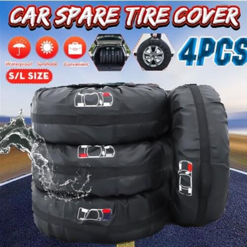 Universal 4pcs S/L Car Spare Tire Cover Case Polyester Tires Storage Bag Carrier Auto Tyre Wheel Protector Dustproof Waterproof